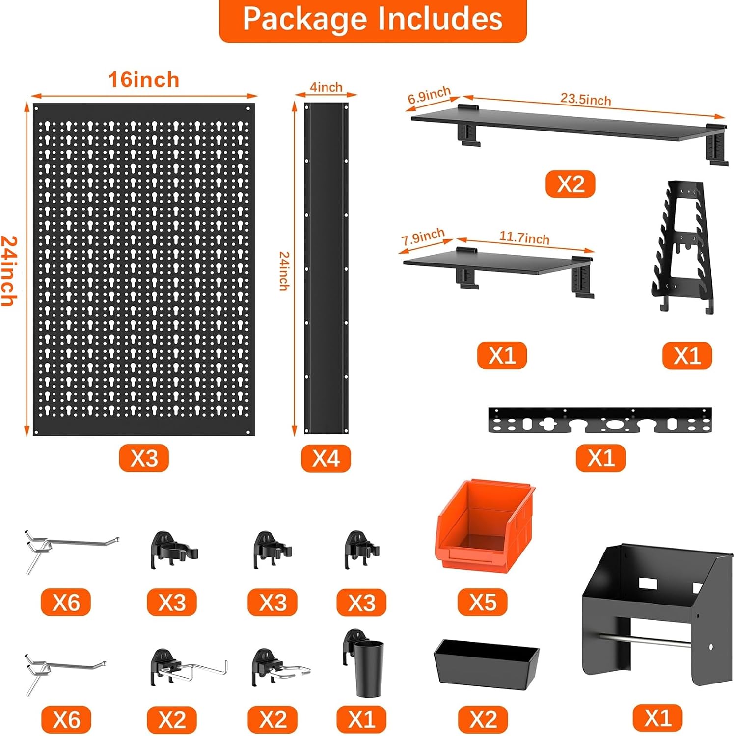 Metal Pegboard Wall Organizer  - Workshop Tools Board 评论和价格